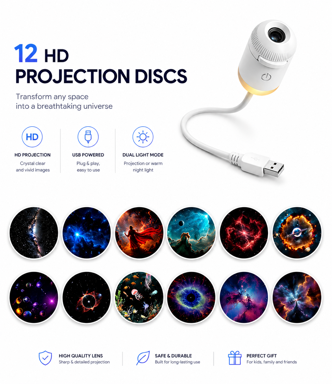 2-in-1 Galaxy Projector Lamp