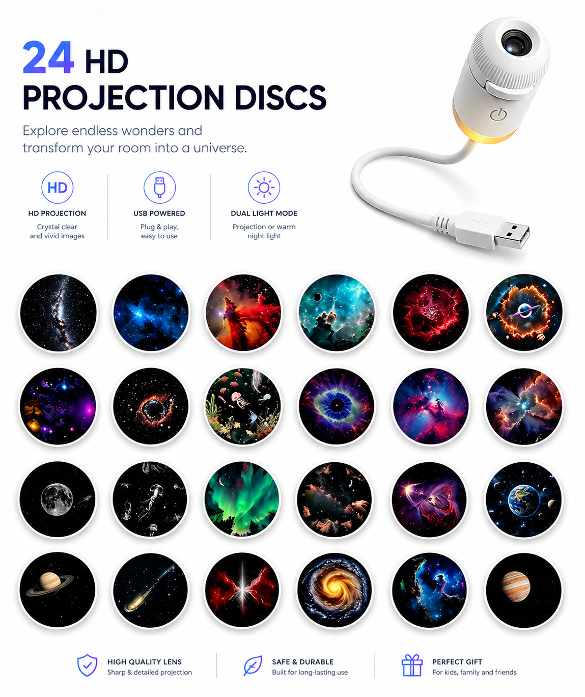 2-in-1 Galaxy Projector Lamp